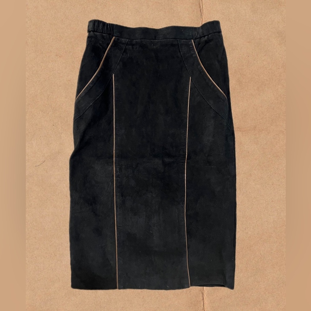 Vintage , Jasginie black leather pencil skirt